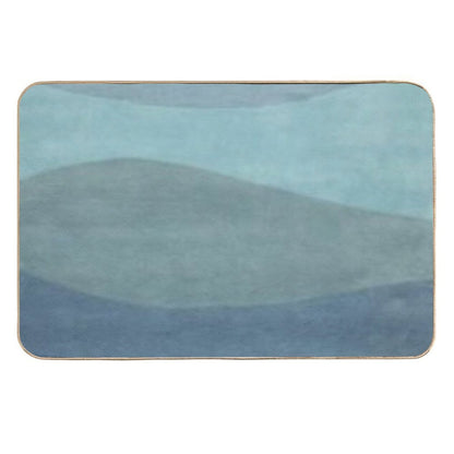 Minimalist Landscape Art in Neutral Blue Tones  Easy To Clean Bath Mat