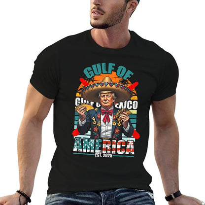 Trump Tacos Cinco De Mayo Shirt Gulf Of Us America Est 2025 Ribbed Collar T-Shirt