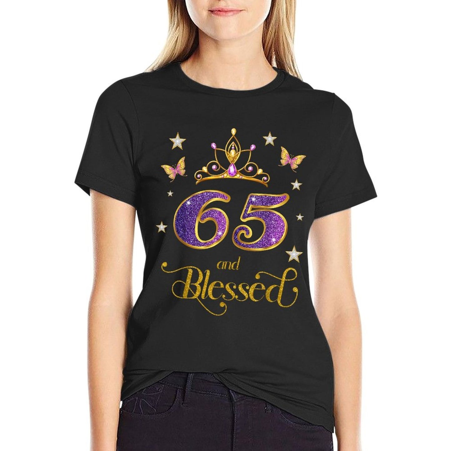 65 And Blessed 65 Years Old Birthday 65th Birthday  Wrinkle-resistant T-Shirt