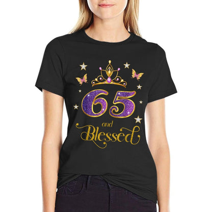 65 And Blessed 65 Years Old Birthday 65th Birthday  Wrinkle-resistant T-Shirt