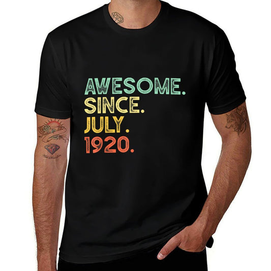 100 Years Old Awesome July 1920 100th Birthday Gift  Heathered Texture T-Shirt