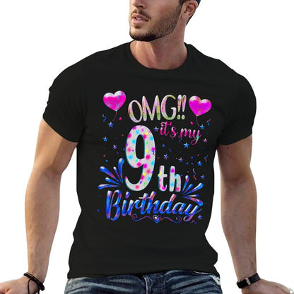 OMG It's My 9th Birthday Girls Gifts Eight 9 Year Old Bday  Moisture-wicking T-Shirt