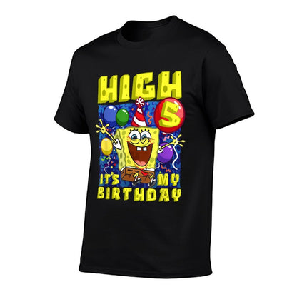Mademark X SpongeBob SquarePants - SpongeBob Hi 5 Its My Birthday 5th Birthday Gift Boys Girls  Eco-friendly Material T-Shirt