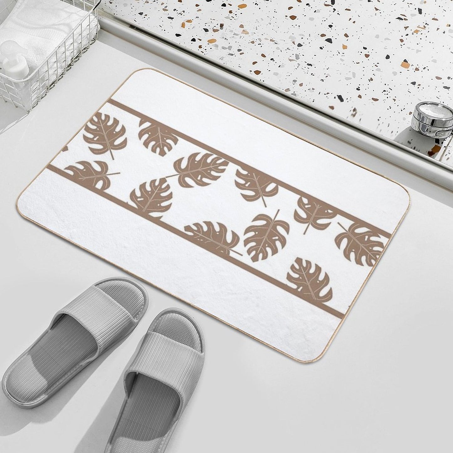 Tan Palms  Odorless Bath Mat