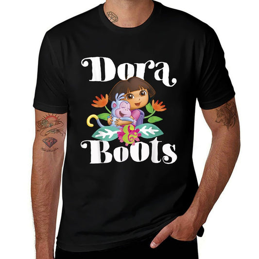 Dora The Explorer Dora And Boots Hugging Portrait  Trendy Pattern T-Shirt