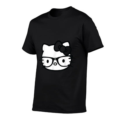 Hello Kitty Black And White Nerd Glasses  Wrinkle-resistant T-Shirt