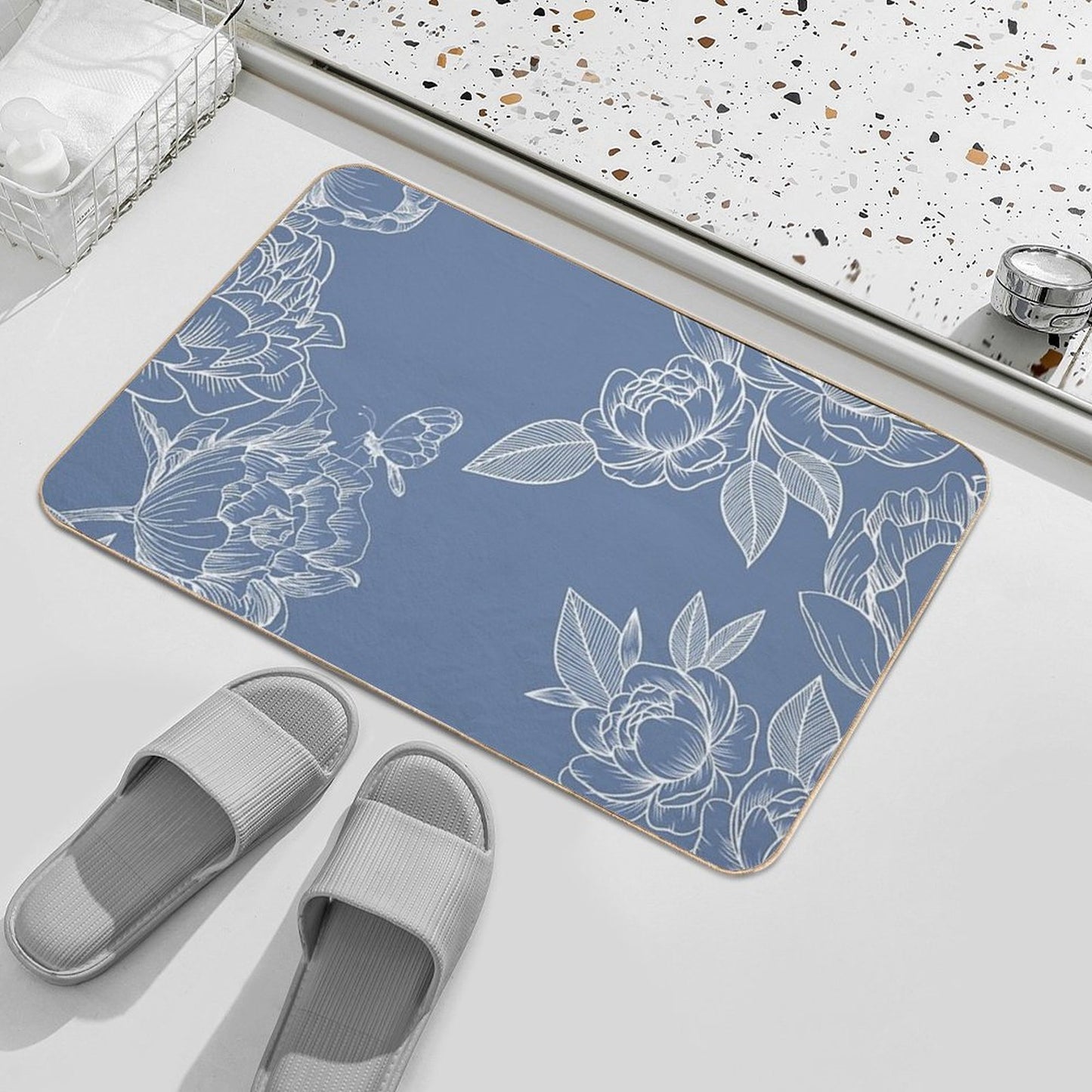 Cool Summer Floral Pattern  Fade-Resistant Bath Mat