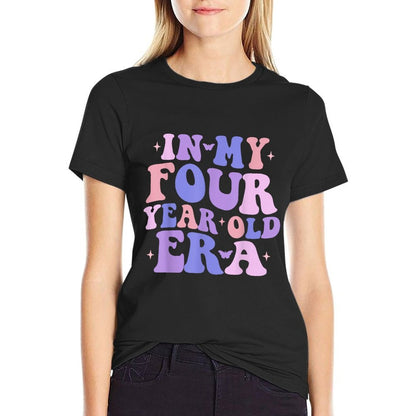 In My Four Year Old Era Kids Fourth Birthday Girls Boys  Oversized Silhouette T-Shirt
