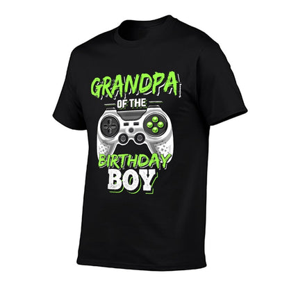 Grandpa of The Birthday Boy Matching Video Game Birthday  Cotton T-Shirt