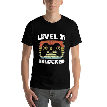 Level 21 Unlocked Funny Video Gamer 21st Birthday  High-quality Stitching T-Shirt