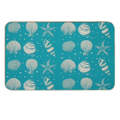 Sea Shell Pattern Turquoise  Rapid-Drying Bath Mat