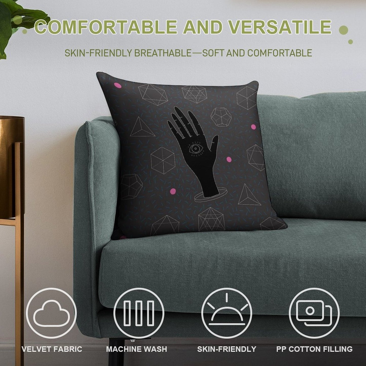 Sacred Geometry Soft Short Plush Fabric Throw Pillow