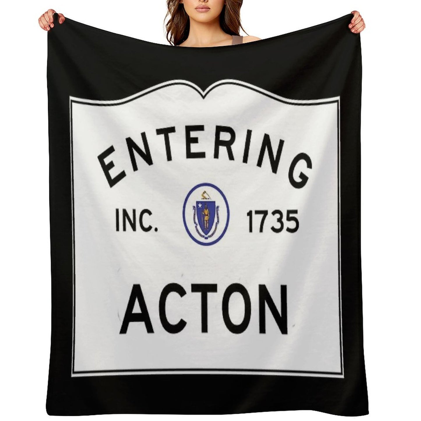 Entering Acton Massachusetts - Commonwealth of Massachusetts Road Sign Easy Care Throw Blanket