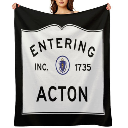 Entering Acton Massachusetts - Commonwealth of Massachusetts Road Sign Easy Care Throw Blanket