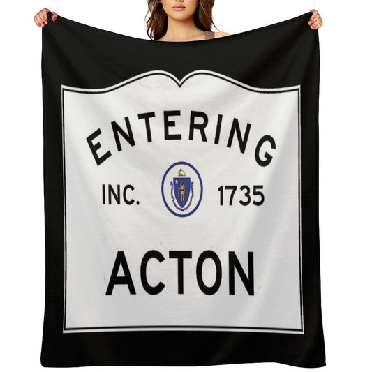 Entering Acton Massachusetts - Commonwealth of Massachusetts Road Sign Easy Care Throw Blanket