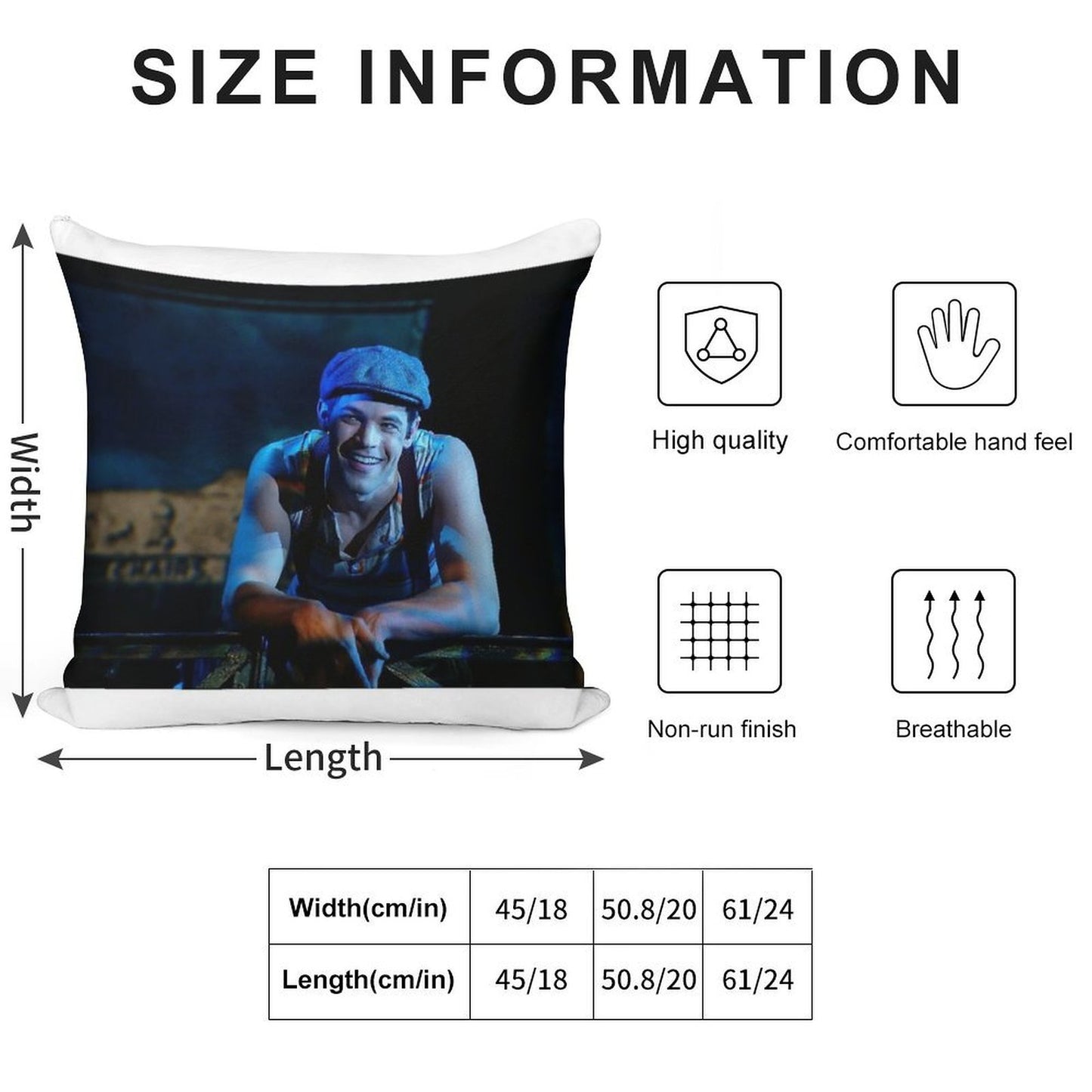 Jeremy Jordan Newsies Poster2 Soft Washable Throw Pillow