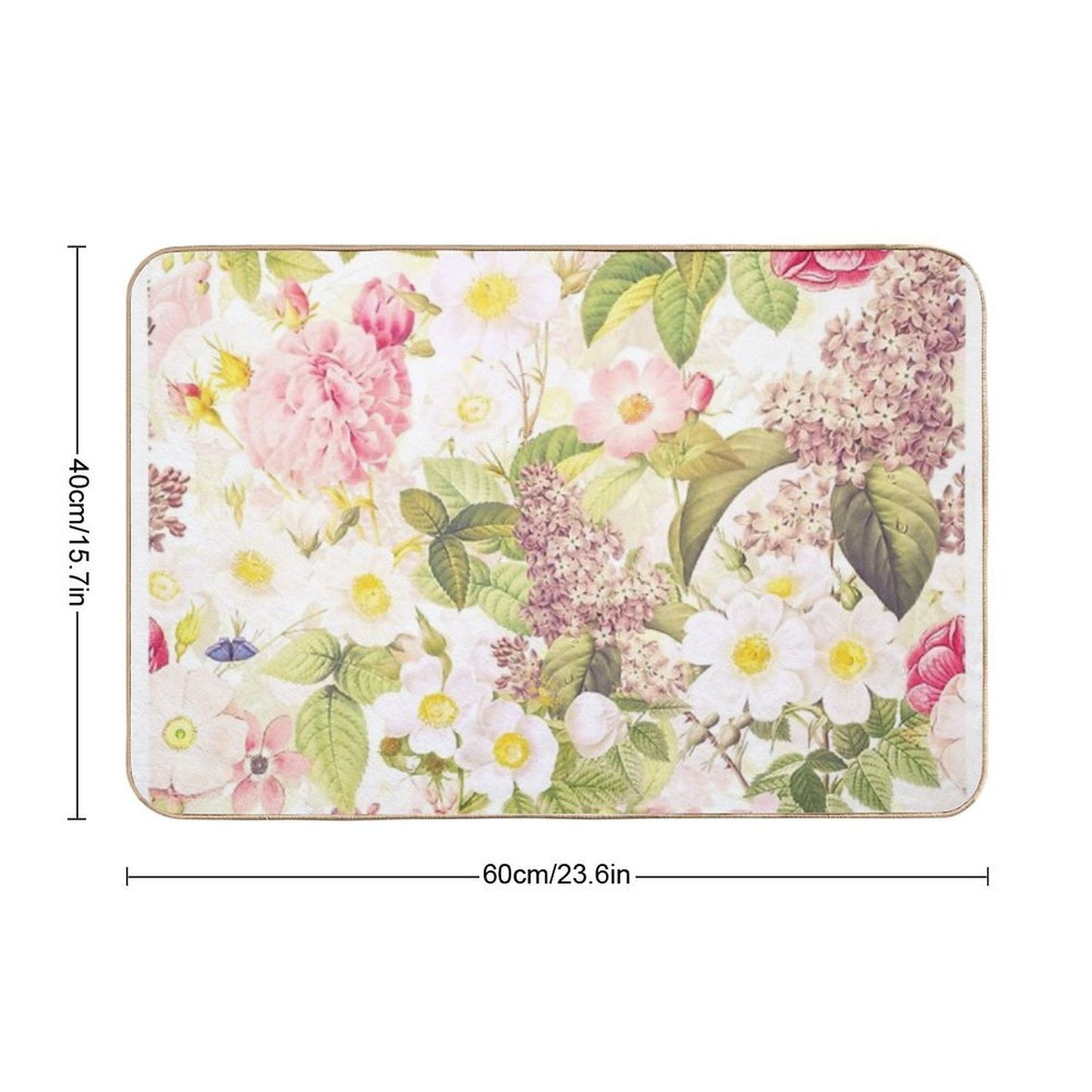 Vintage Summer Rose Garden- Blush Botanical Garden Nightgarden  Eco-Friendly Bath Mat