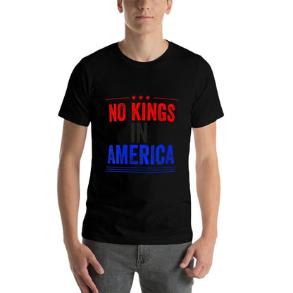 Womens No Kings in America Flag Protest Save Democracy  Rolled Sleeves T-Shirt