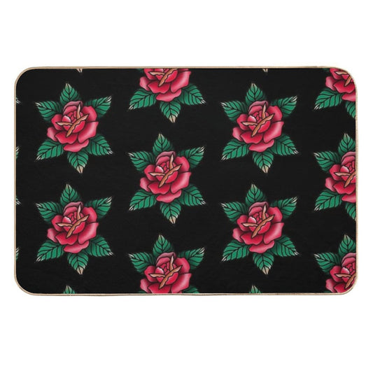 Traditional Red Rose Tattoo  High-Traffic Bath Mat