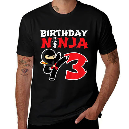 Kids Birthday Ninja - 3 Year Old Ninja Birthday Party Theme  Slim-fit Cut T-Shirt