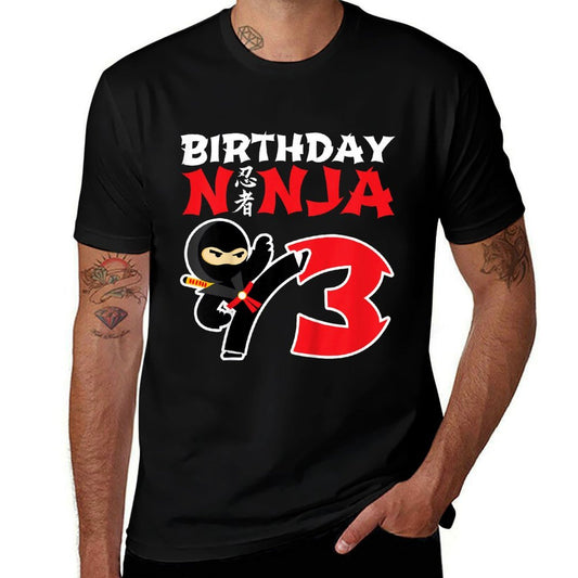 Kids Birthday Ninja - 3 Year Old Ninja Birthday Party Theme  Slim-fit Cut T-Shirt