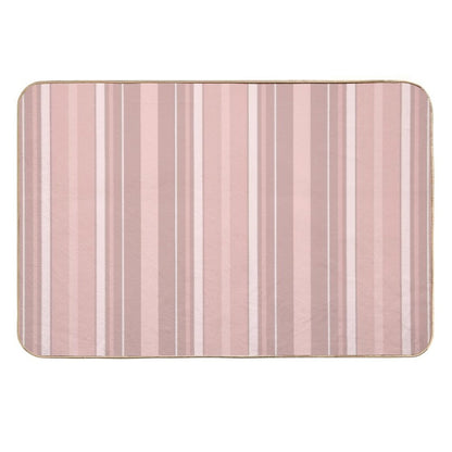 Rose Gold Slimming Effect Vertical Balanced Stripes Durable Bath Mat