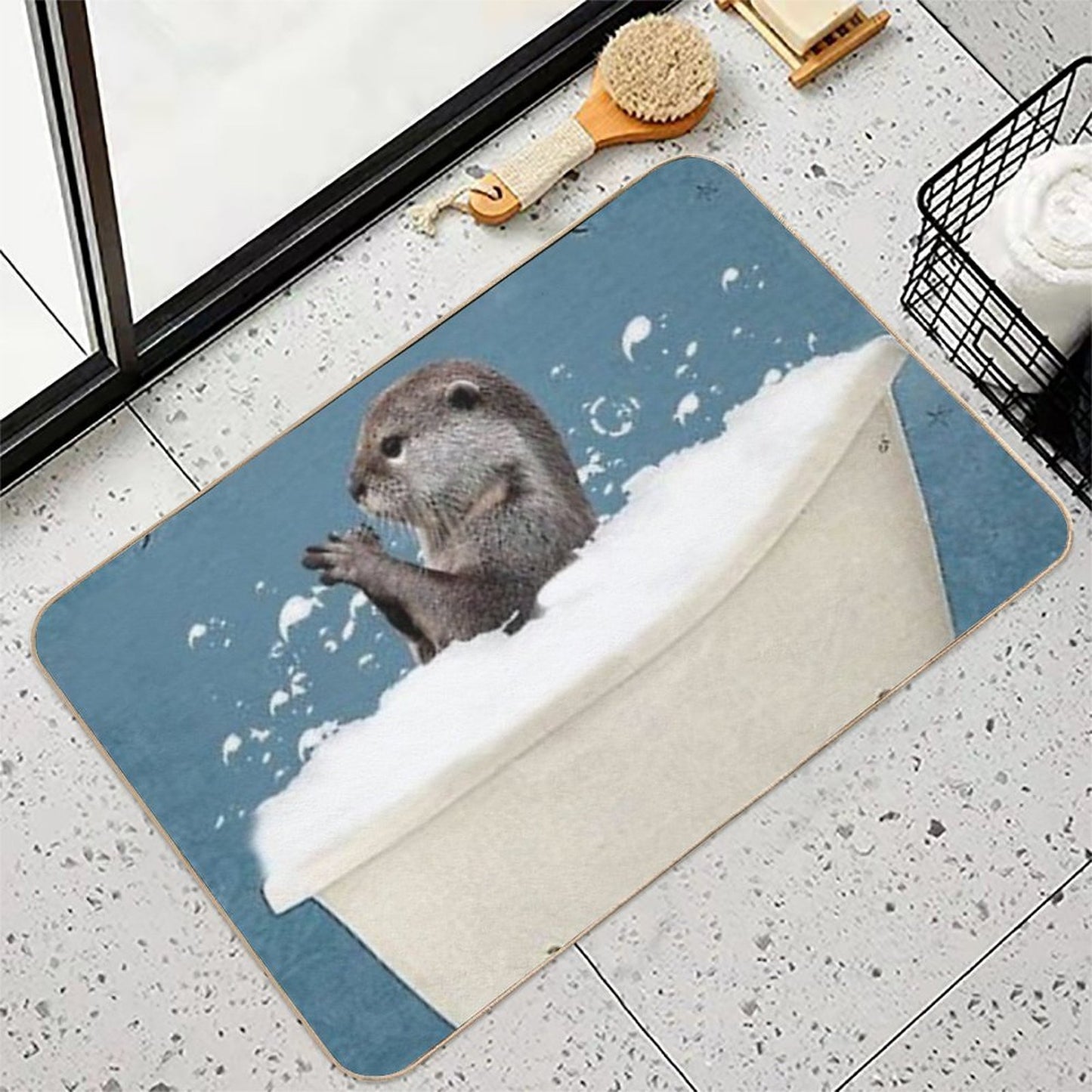 White Otter Play Foam White  Repositionable Bath Mat