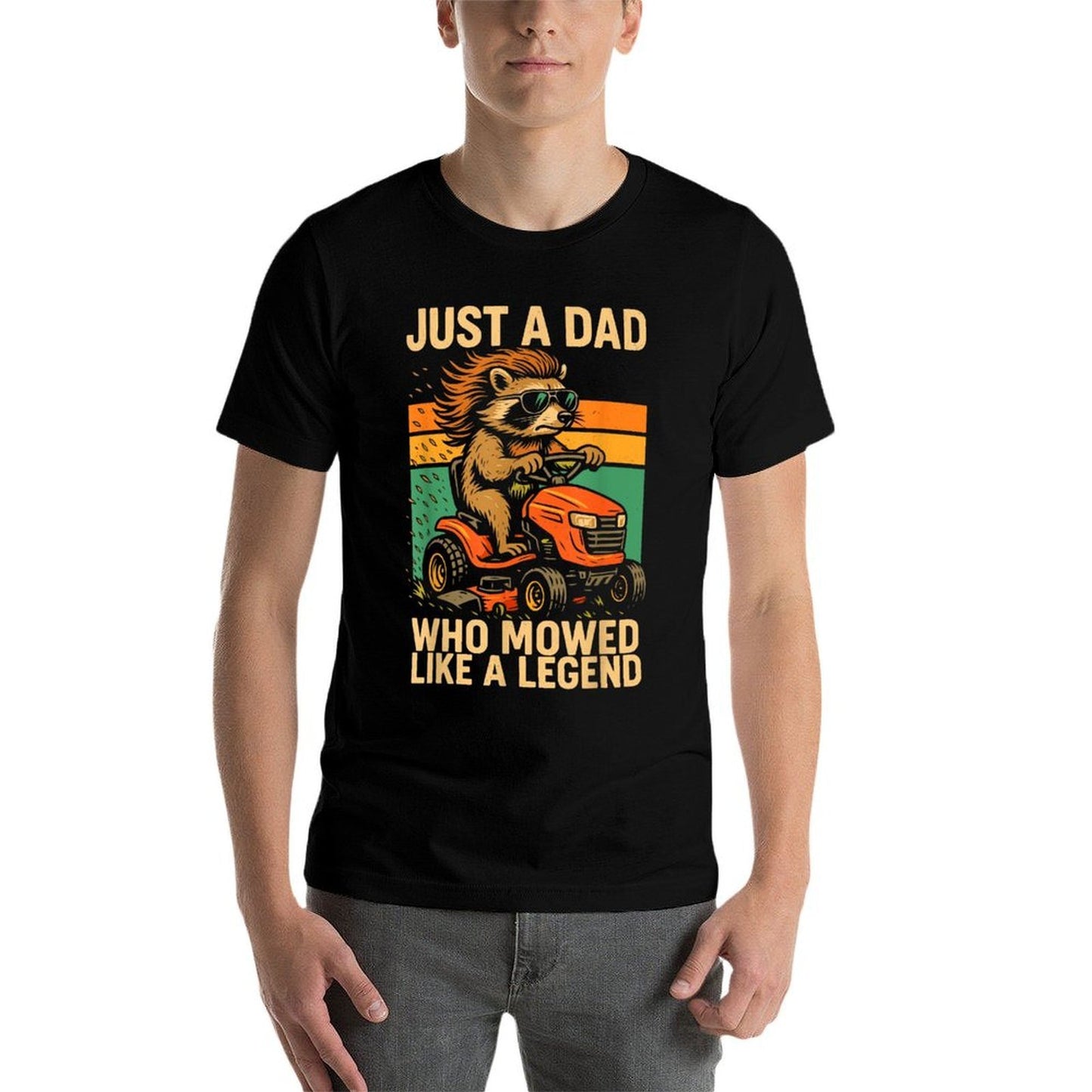 Just A Dad Who Funny Fathers Day Gift Raccoon Joke Dad  Polyester Blend T-Shirt