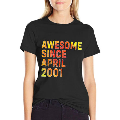 21 Years Old Awesome Since April 2001 21st Birthday  Summer-ready Fabric T-Shirt