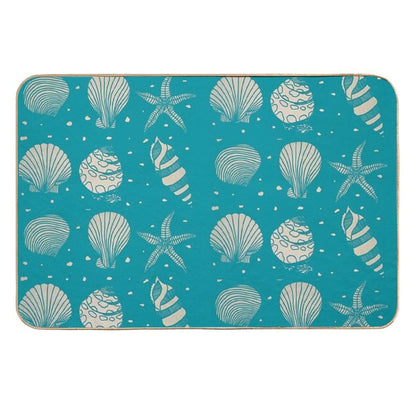 Sea Shell Pattern Turquoise  Rapid-Drying Bath Mat