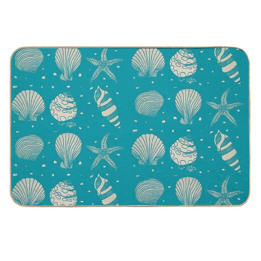 Sea Shell Pattern Turquoise  Rapid-Drying Bath Mat