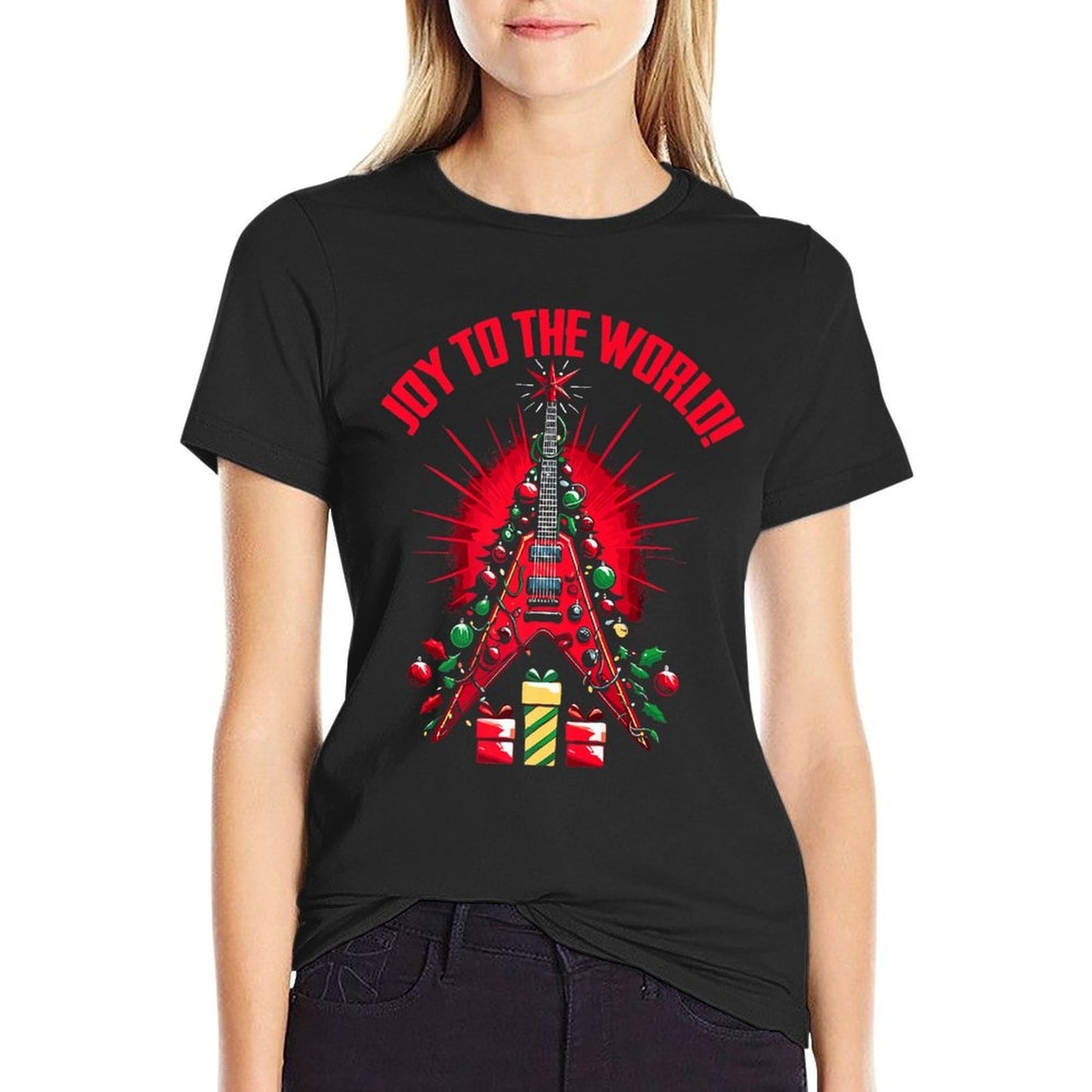 Flying V Guitar Christmas Tree - Joy To The World! Premium  Easy-care T-Shirt