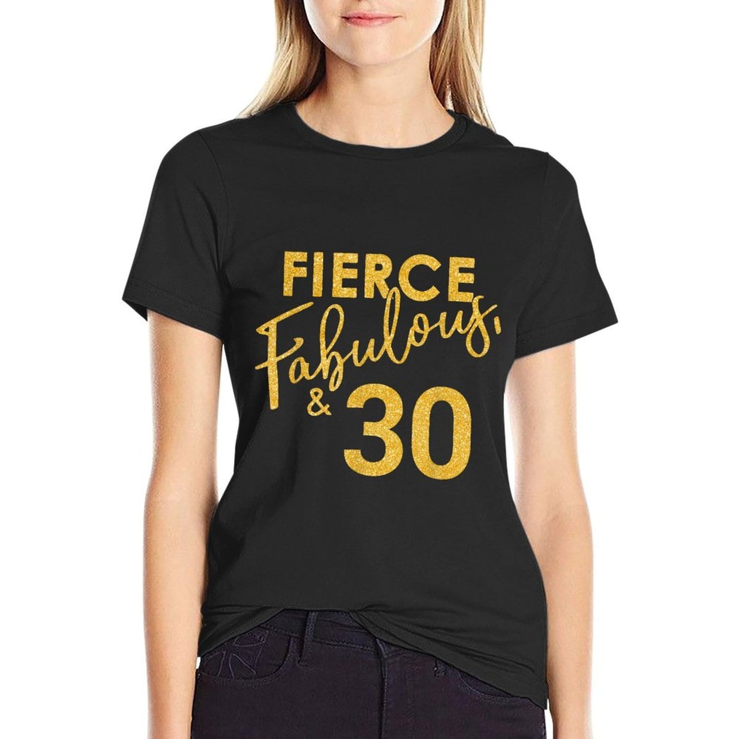 Fierce Fabulous And 30 Years Old 30th Birthday for Women  Rolled Sleeves T-Shirt