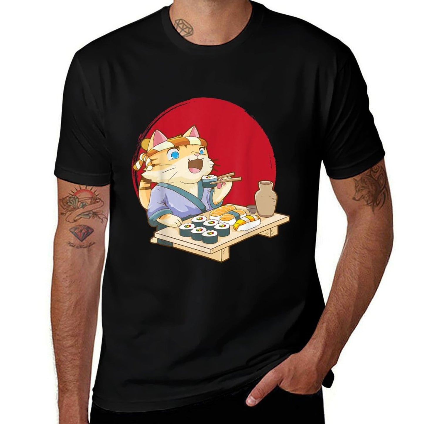Cat Anime Sushi Kawaii Neko Japanese Comfortable T-Shirt