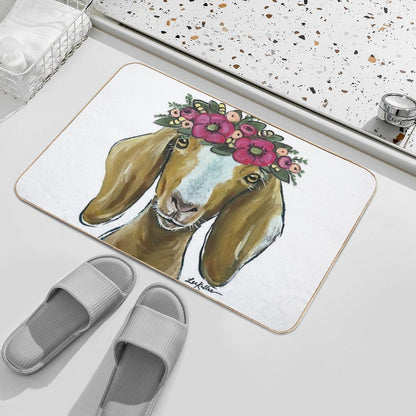 Goat with Flower Crown Art  Versatile Bath Mat