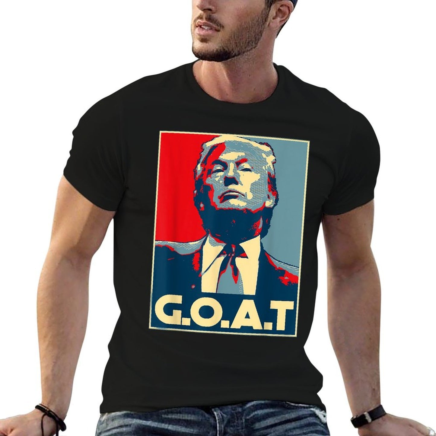 Trump GOAT Middle Finger Election 2024 Republican Poster  Tagless Design T-Shirt