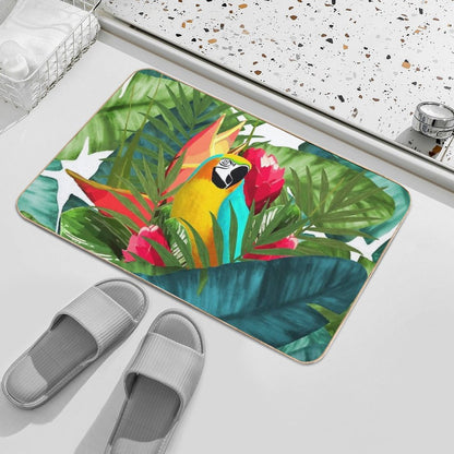 Fresh Parrot Tropical Banana Leaves Bouquet Durable Bath Mat