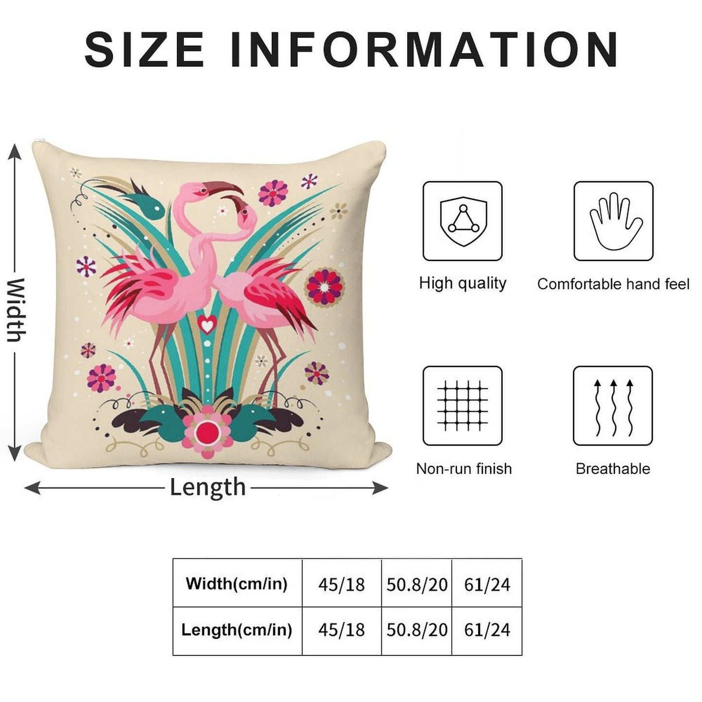 LOVE & FLAMINGO Soft Short Plush Fabric Throw Pillow