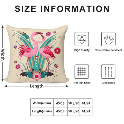 LOVE & FLAMINGO Soft Short Plush Fabric Throw Pillow