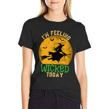 Funny Halloween Witch Feeling Wicked  Summer-ready Fabric T-Shirt