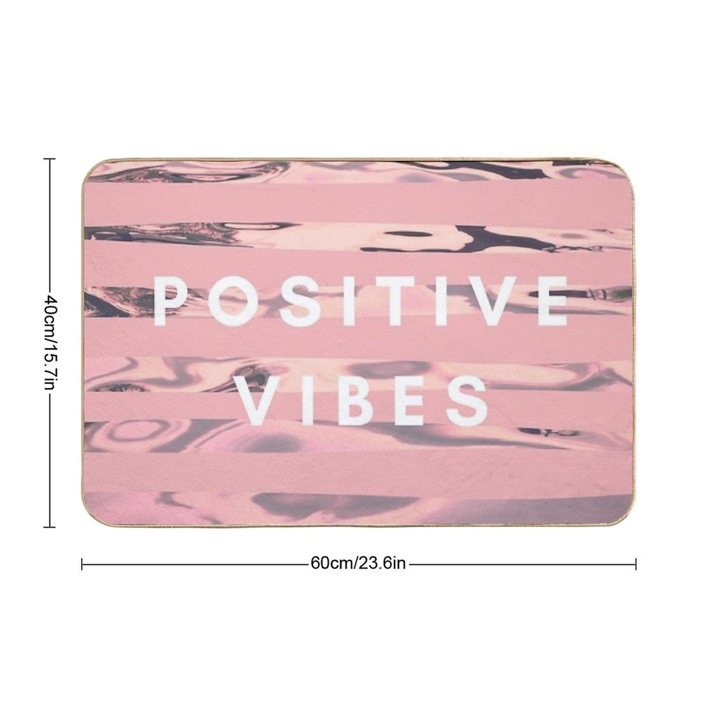 Pink Water Beach Positive Vibes Quote  Odorless Bath Mat