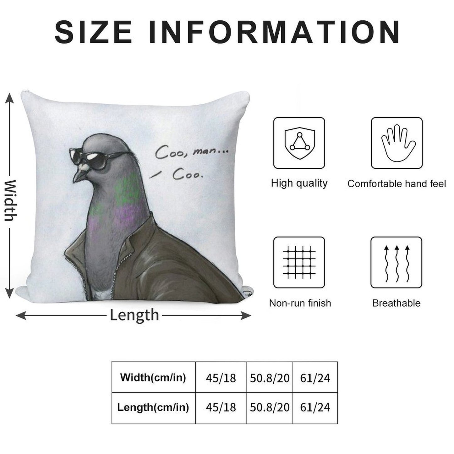 Coo' Man, Coo' Pigeon Soft Washable Throw Pillow