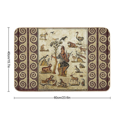 ANTIQUE ROMAN MOSAICS ,ORPHEUS ENCHANTING ANIMALS WITH HIS MUSIC  Dirt-Trapping Bath Mat