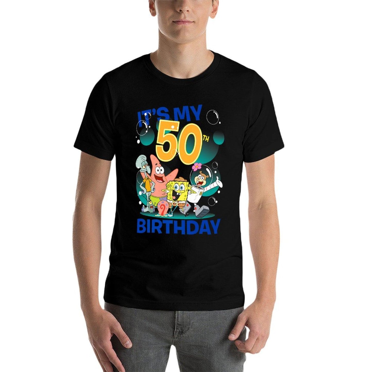 SpongeBob SquarePants It's My 50th Birthday Group Shot Premium  Durable T-Shirt