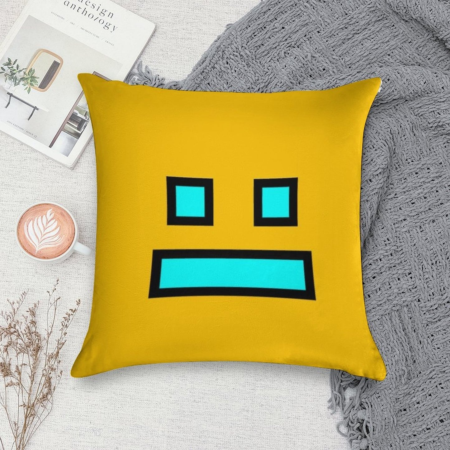 Geometry Dash Soft Fade-Resistant Throw Pillow
