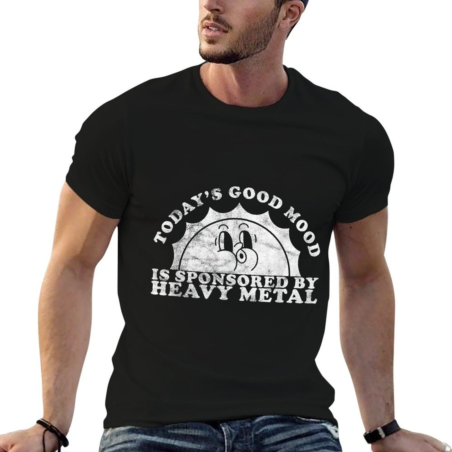 Funny Cute Vintage Retro Heavy Metal Or Heavy Metal Rolled Sleeves T-Shirt
