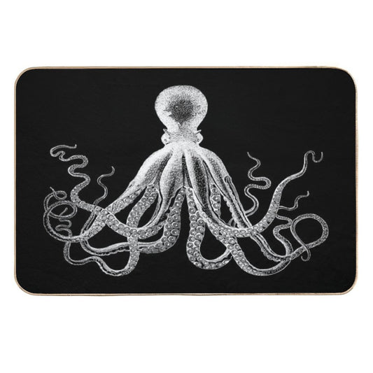 Octopus  Vintage Octopus  Tentacles  Sea Creatures  Nautical  Ocean  Sea  Beach  Black And White  Versatile Bath Mat