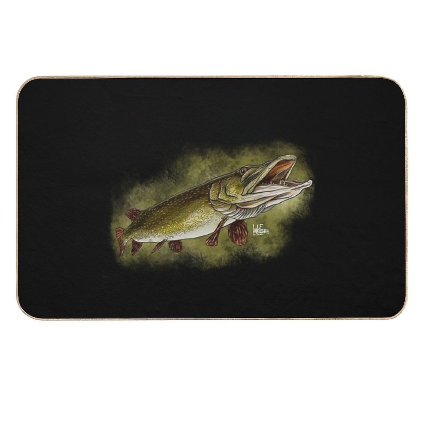 Open Mouth Pike  Fade-Resistant Bath Mat