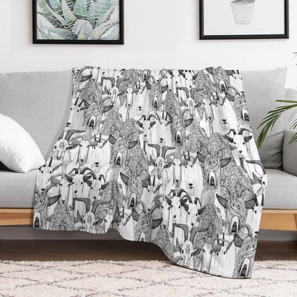 Just Goats Black White Durable Throw Blanket