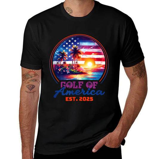 Funny USA America Shirt Gulf Of Us America Est 2025 Polyester Blend T-Shirt
